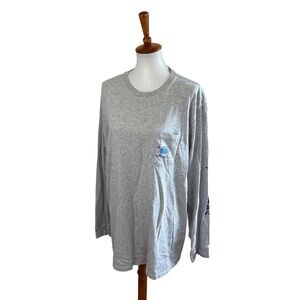 Vineyard Vines Long Sleeve Americana Gameday Pocket Top Gray Size XL